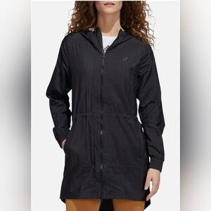 Adidas Hooded Nylon Dress Jacket Windbreaker Size Large Black GJ9394